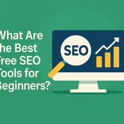What are the best free SEO tools for beginners – blog graphic with magnifying glass and bar graph