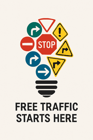 A creative light bulb made of colorful traffic signs on a neutral background